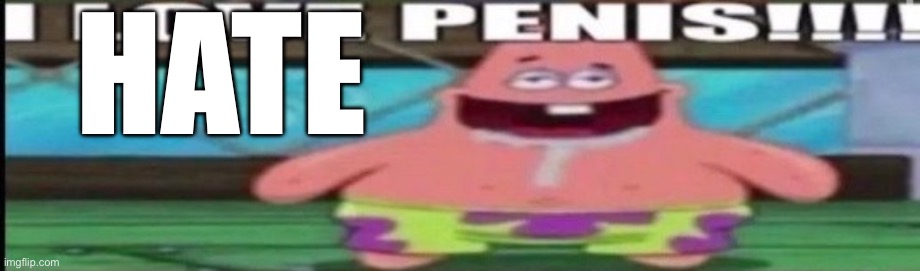 I LOVE PENIS!!! | HATE | image tagged in i love penis | made w/ Imgflip meme maker