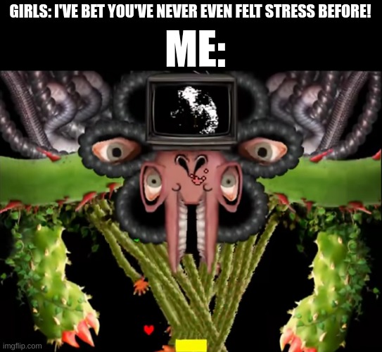 We're in the Endgame now, or should I say, the Finale now | ME:; GIRLS: I'VE BET YOU'VE NEVER EVEN FELT STRESS BEFORE! | image tagged in werthjkjj | made w/ Imgflip meme maker