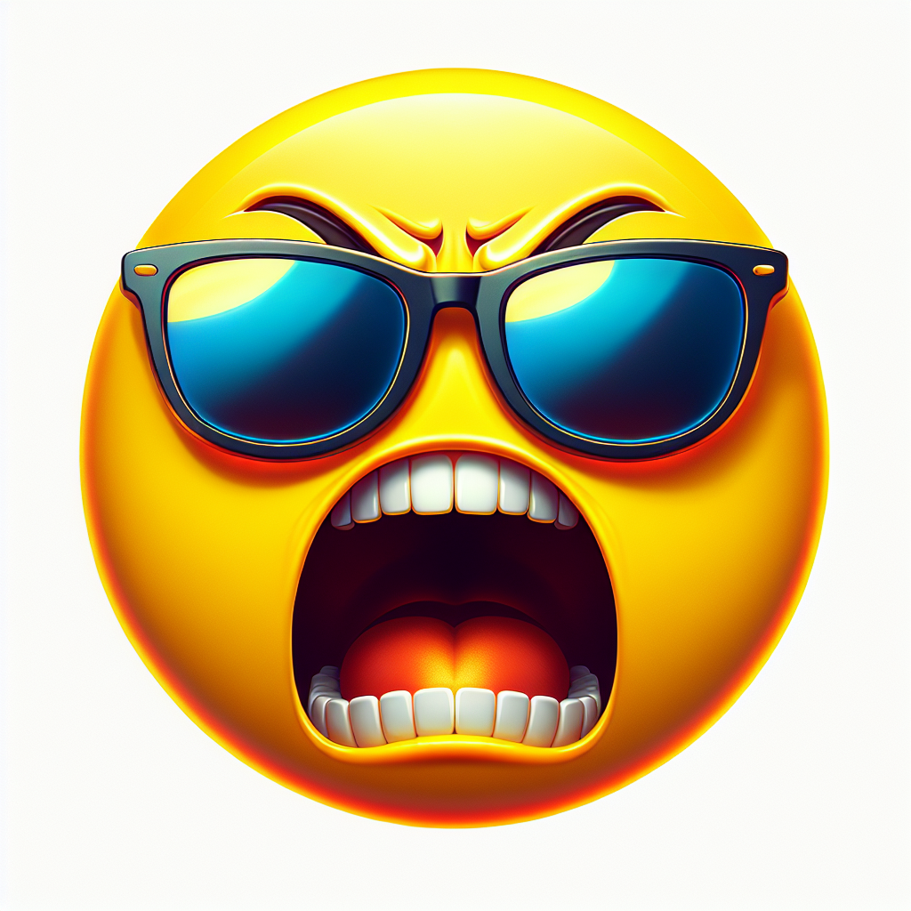 High Quality yellow emoji with sunglasses screaming angry Blank Meme Template