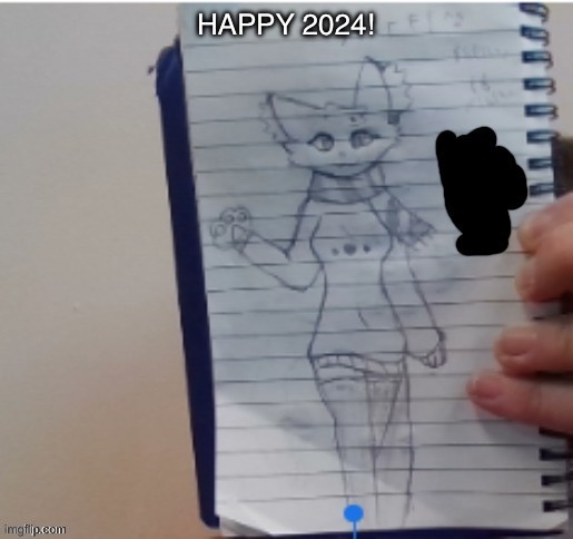 Scarf (drawn by Scarf and one of her irl friends) | HAPPY 2024! | image tagged in scarf drawn by scarf and one of her irl friends | made w/ Imgflip meme maker