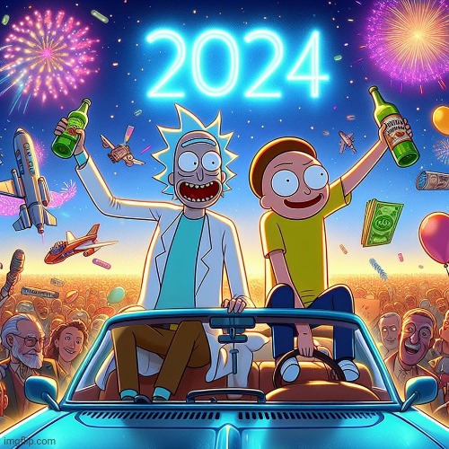 FROM THEM | image tagged in rick and morty,happy new year | made w/ Imgflip meme maker