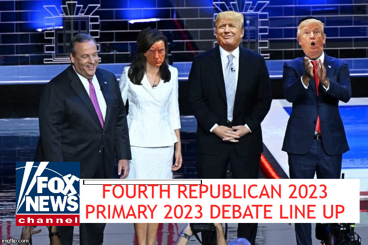 Republican primary line up | image tagged in chris christie,3 clones,fascists,maga,losers,republican debates | made w/ Imgflip meme maker