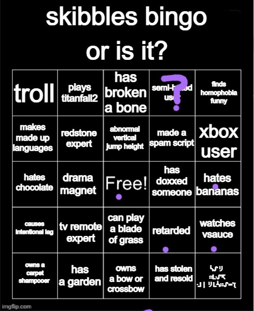 um | image tagged in skibbles kys bingo | made w/ Imgflip meme maker