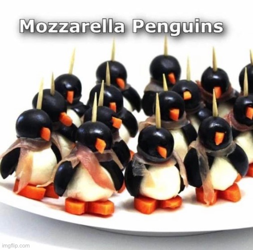 Penguins | image tagged in penguins,cheese,snacks | made w/ Imgflip meme maker