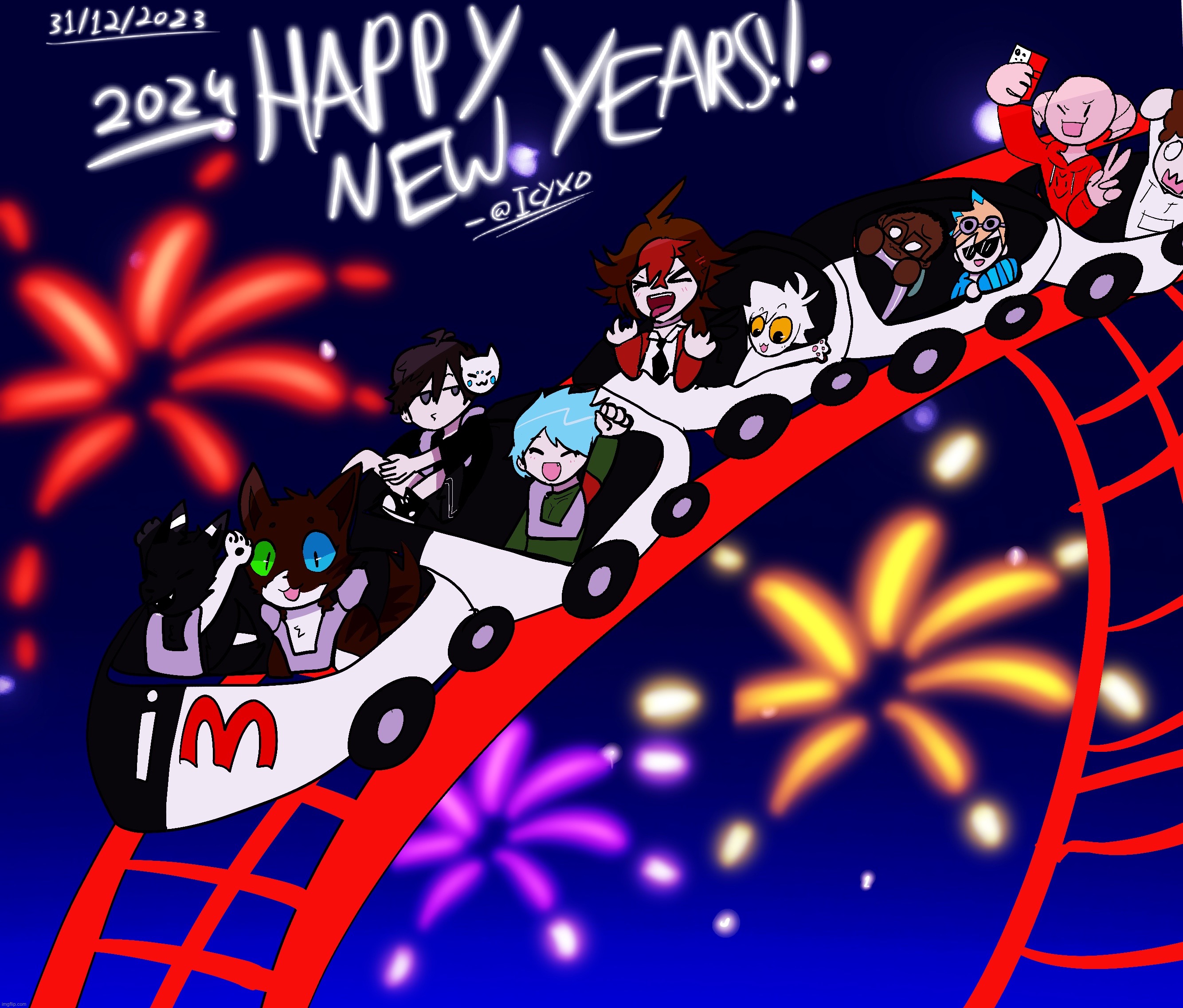 HAPPY NEW YEARS EVERYBODY!!! （＾∇＾） | image tagged in happy new years,2024 | made w/ Imgflip meme maker