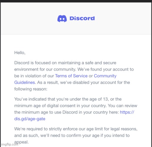 Discord ban (underage ban) | image tagged in discord ban underage ban | made w/ Imgflip meme maker