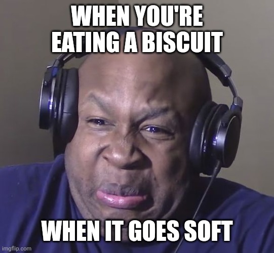 Cringe | WHEN YOU'RE EATING A BISCUIT; WHEN IT GOES SOFT | image tagged in cringe | made w/ Imgflip meme maker