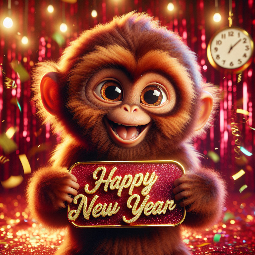 Monkey wishing happy new year Blank Meme Template