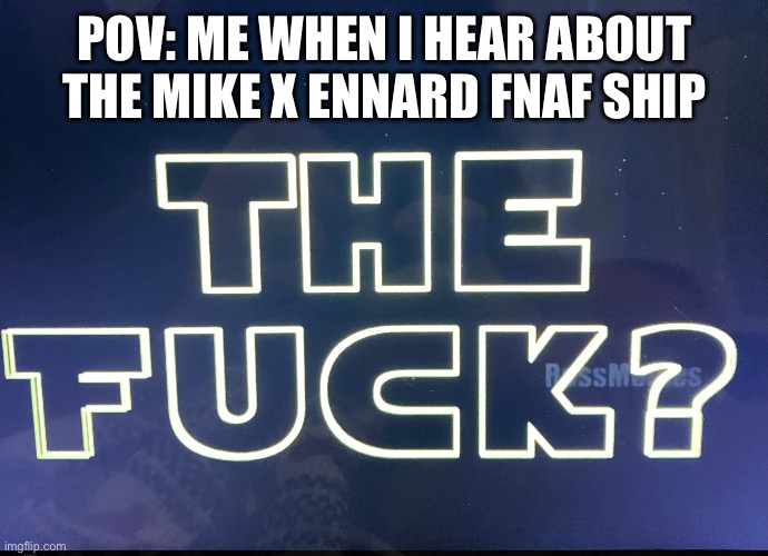 Idk if this counts as nsfw cause of the curse, so im fine w editing it later.No offense if you do ship this, I just dislike it | POV: ME WHEN I HEAR ABOUT THE MIKE X ENNARD FNAF SHIP | image tagged in fnaf | made w/ Imgflip meme maker