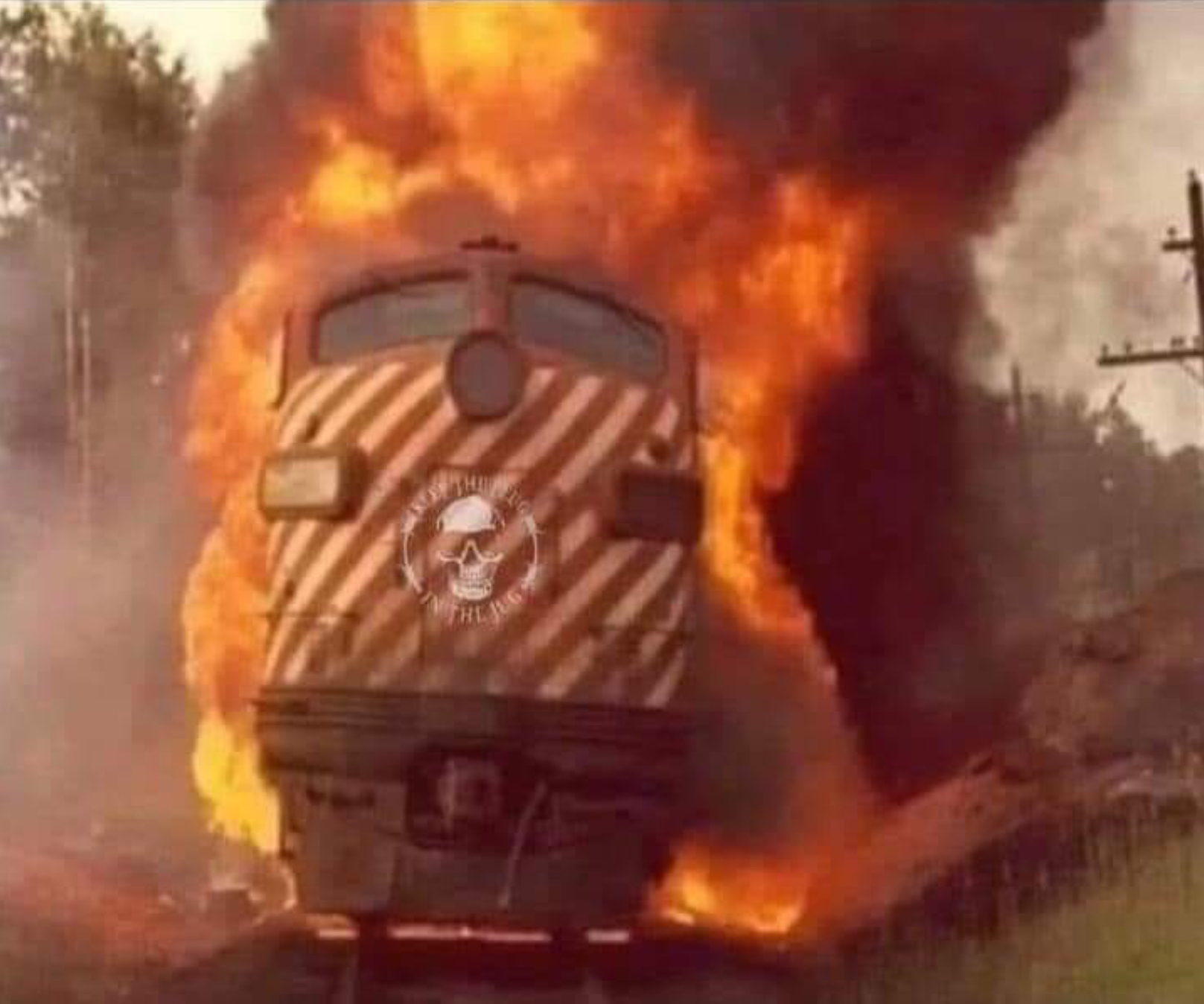 Train on fire Blank Meme Template