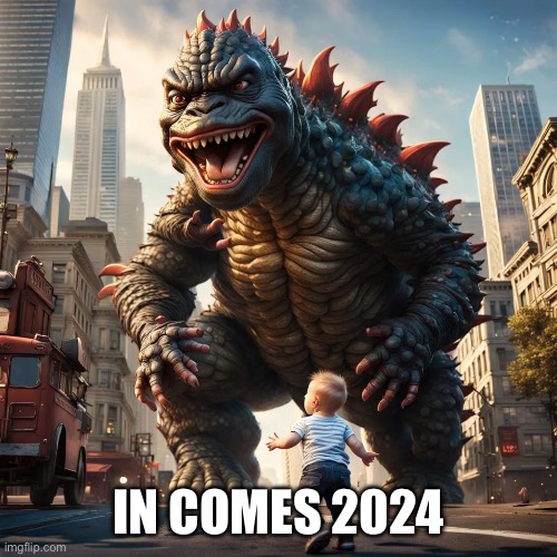 Happy new year | IN COMES 2024 | image tagged in happy new year,funny,memes | made w/ Imgflip meme maker