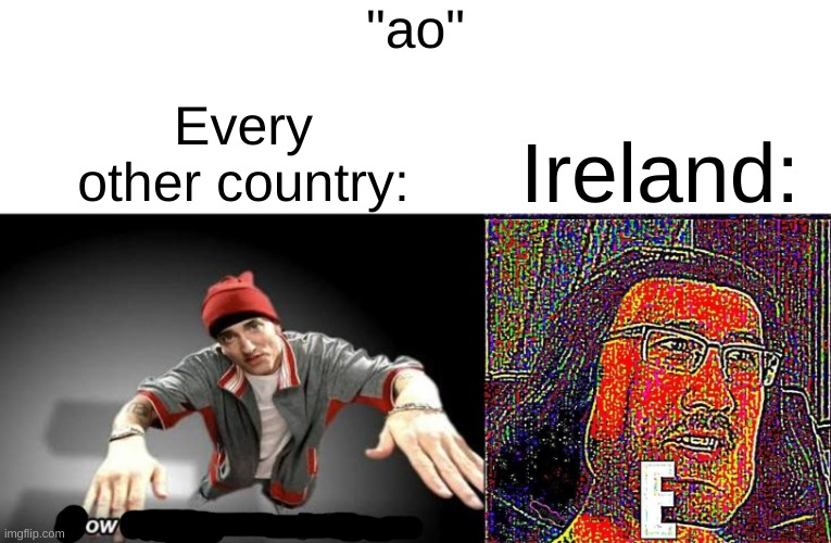 lme | "ao"; Every other country:; Ireland: | image tagged in now this looks like a job for me,markiplier e,ireland,lmao | made w/ Imgflip meme maker