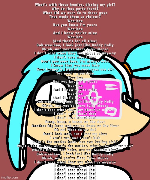poorly drawn image of my splatoon character singing virgincore music | made w/ Imgflip meme maker