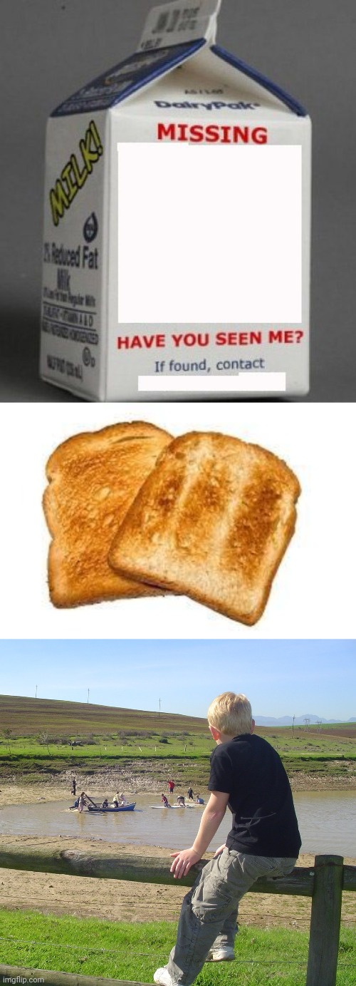 image tagged in milk carton,toast,fence sitting | made w/ Imgflip meme maker