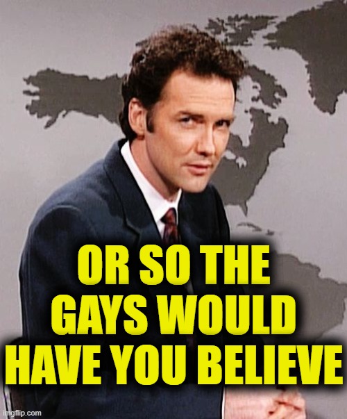 Norm MacDonald | OR SO THE GAYS WOULD HAVE YOU BELIEVE | image tagged in norm macdonald | made w/ Imgflip meme maker