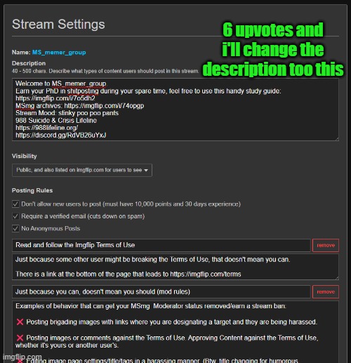 6 upvotes and i'll change the description too this | made w/ Imgflip meme maker