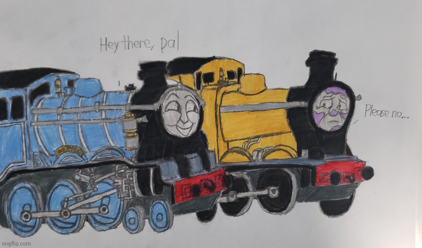 The Bad Case of Purple Blobs (1st drawing in 2024) | image tagged in engines of eight,thomas the tank engine,drawing | made w/ Imgflip meme maker