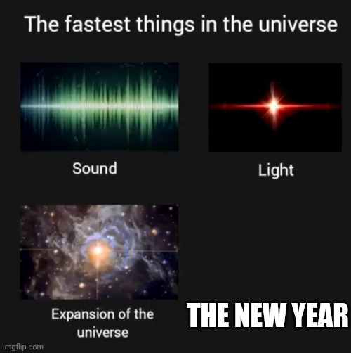 I got a new leap year | THE NEW YEAR | image tagged in fastest things in the universe,memes,funny | made w/ Imgflip meme maker