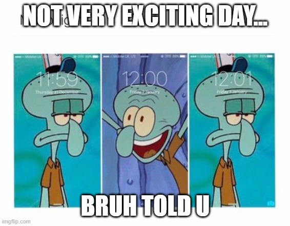 Me On New Years | NOT VERY EXCITING DAY... BRUH TOLD U | made w/ Imgflip meme maker