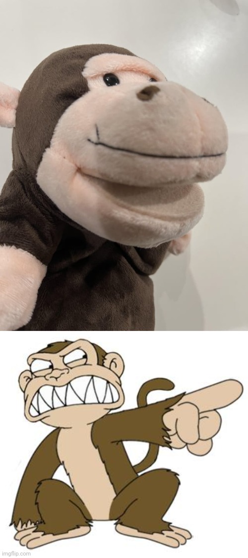 Two mouths | image tagged in angry monkey family guy,mouth,mouths,you had one job,memes,stuffed animal | made w/ Imgflip meme maker