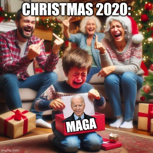 Insurrection election | CHRISTMAS 2020:; MAGA | image tagged in crying kid at xmas | made w/ Imgflip meme maker