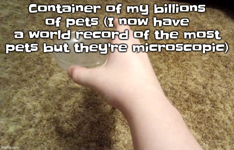Yuh | Container of my billions of pets (I now have a world record of the most pets but they're microscopic) | made w/ Imgflip meme maker