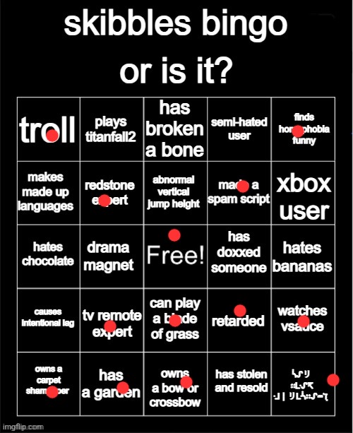 Skibbles kys bingo | image tagged in skibbles kys bingo | made w/ Imgflip meme maker