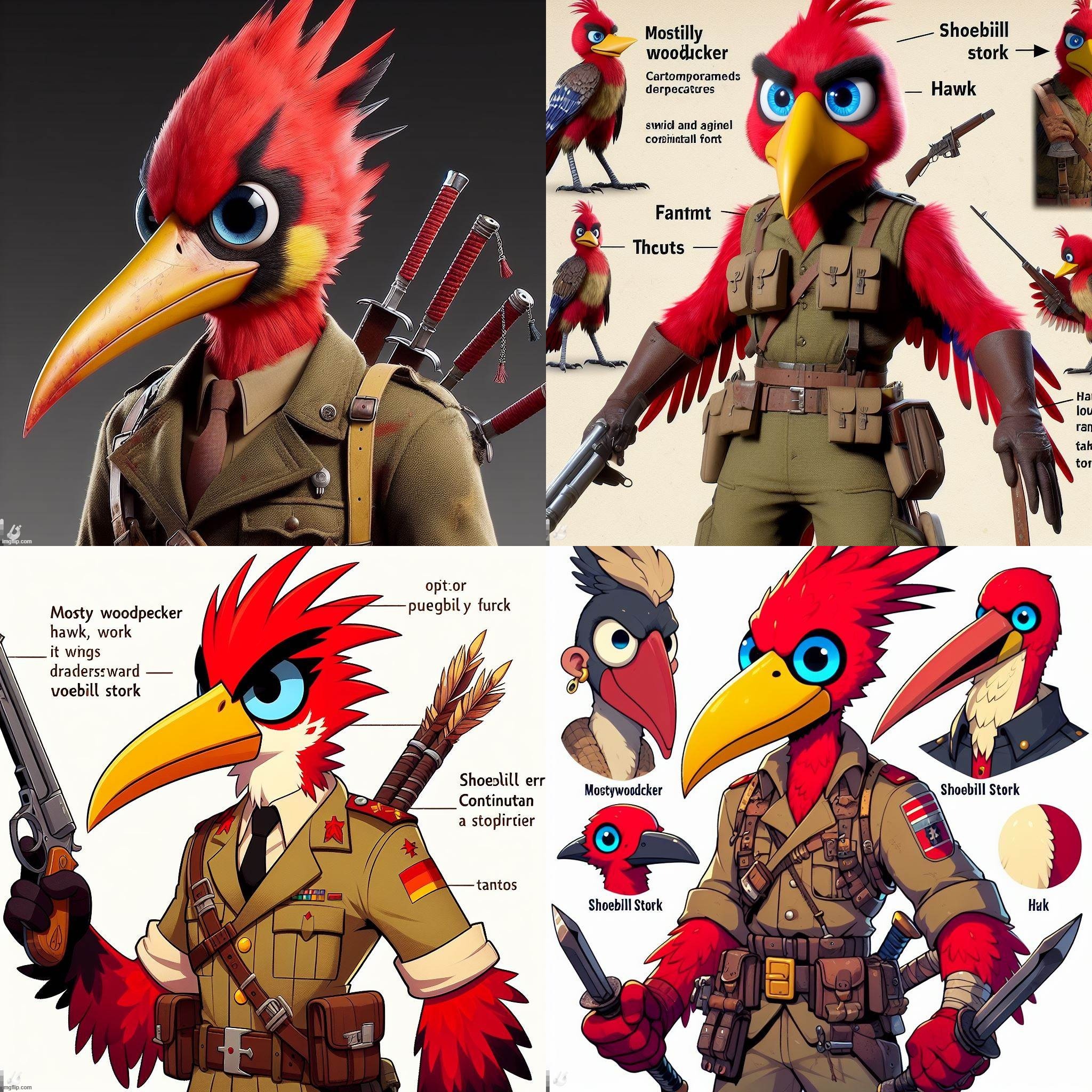 Ai Bing: my bird OC "Beaky" (Ben Isaac). | image tagged in ai generated,bird,anthro,furry,original character,ww1 | made w/ Imgflip meme maker