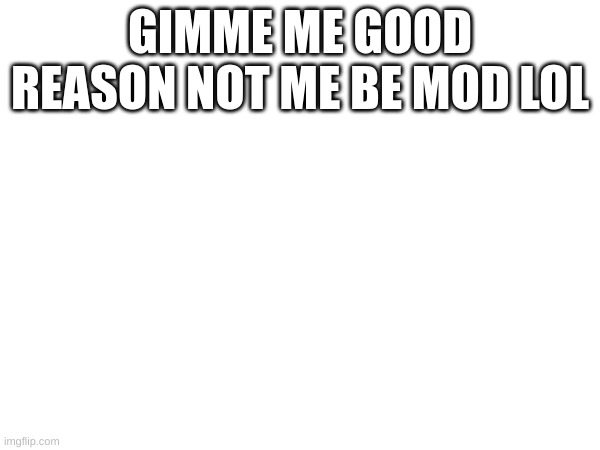 GIMME ME GOOD REASON NOT ME BE MOD LOL | made w/ Imgflip meme maker