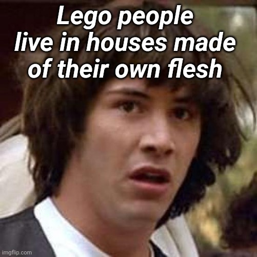 Conspiracy Keanu Meme | Lego people live in houses made of their own flesh | image tagged in memes,conspiracy keanu | made w/ Imgflip meme maker