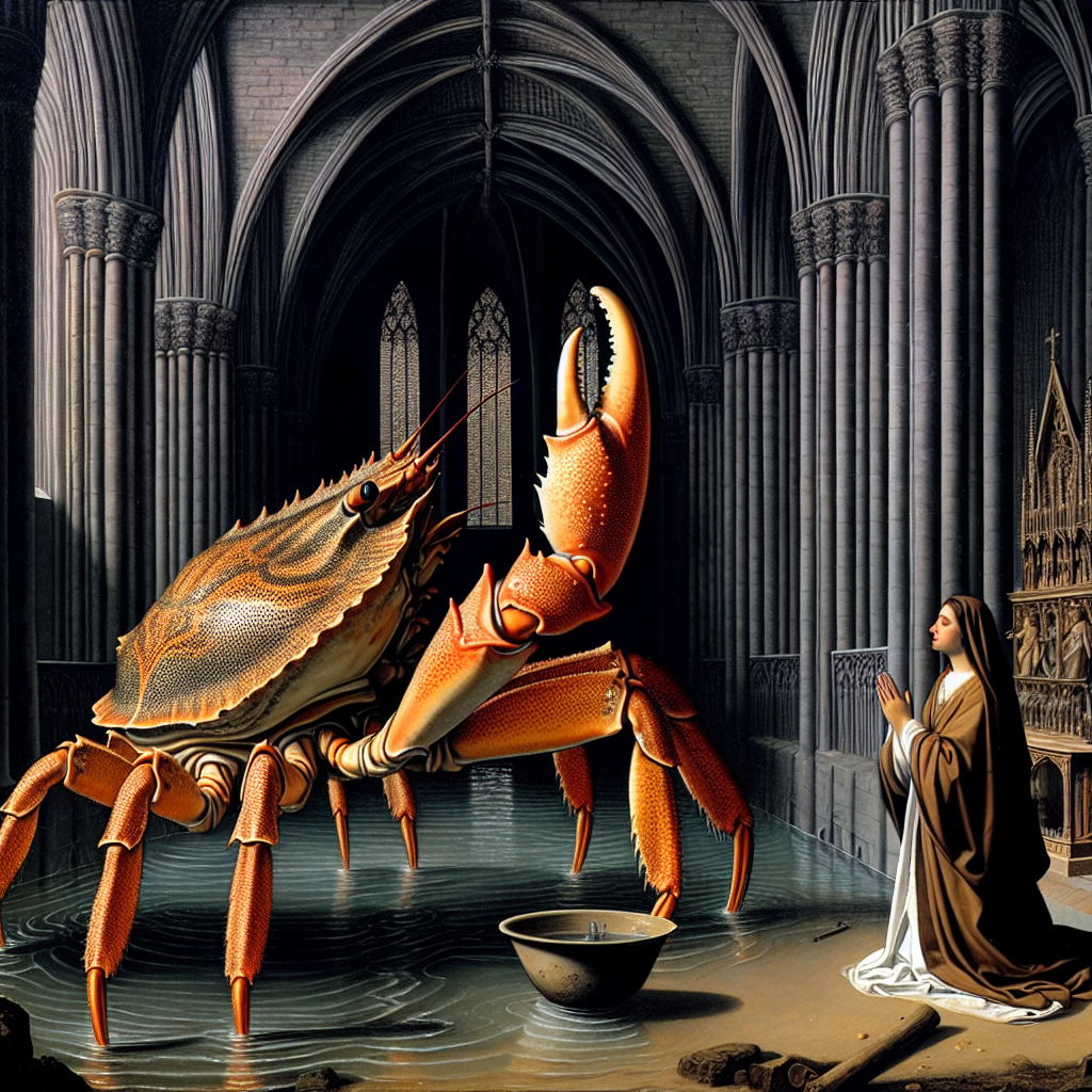 A holy crab baptizing a human. Blank Meme Template