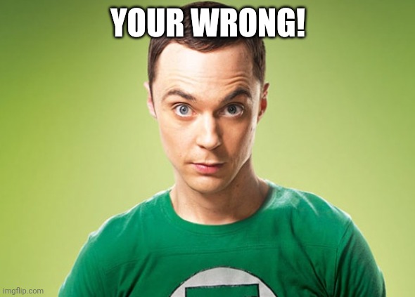 YOUR WRONG! | image tagged in sheldon cooper | made w/ Imgflip meme maker