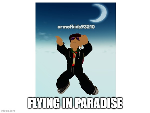 flying in paradise | FLYING IN PARADISE | image tagged in roblox meme | made w/ Imgflip meme maker