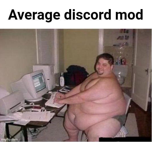 really fat guy on computer | Average discord mod | image tagged in really fat guy on computer | made w/ Imgflip meme maker