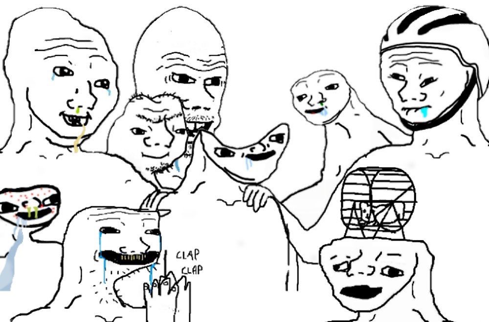 Retarded wojak group Blank Meme Template