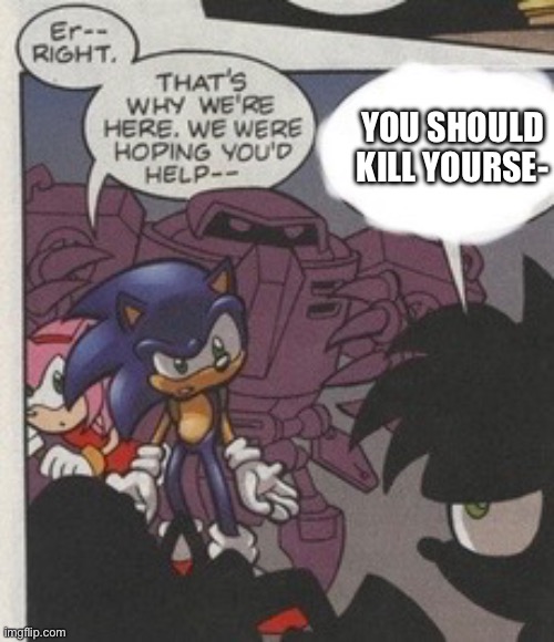 YOU SHOULD KILL YOURSE- | image tagged in sonic comics,archie,early,rosy rascal,lowtiergod,sonic | made w/ Imgflip meme maker