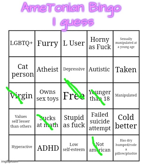 AmeTonian Bingo | image tagged in ametonian bingo | made w/ Imgflip meme maker