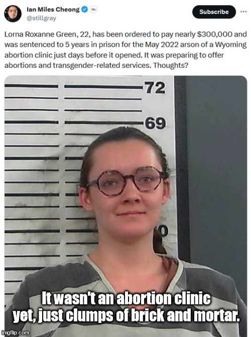 Clumps of Brick and Mortar | It wasn't an abortion clinic yet, just clumps of brick and mortar. | image tagged in abortion | made w/ Imgflip meme maker