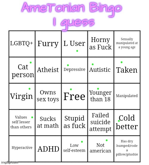 AmeTonian Bingo | image tagged in ametonian bingo | made w/ Imgflip meme maker