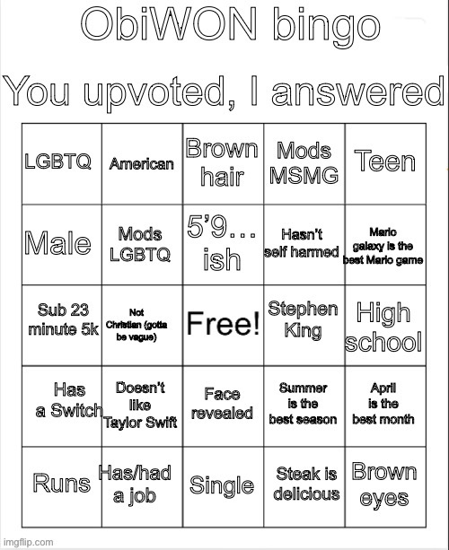 ObiWON bingo | image tagged in obiwon bingo | made w/ Imgflip meme maker