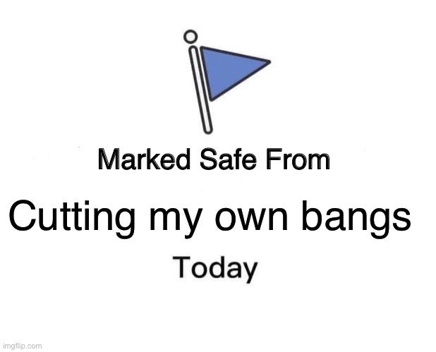 ADHD Woman | Cutting my own bangs | image tagged in memes,marked safe from | made w/ Imgflip meme maker