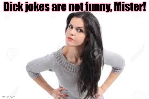 Stop making offensive jokes | Dick jokes are not funny, Mister! | image tagged in angry women,dick jokes,stop it get some help | made w/ Imgflip meme maker