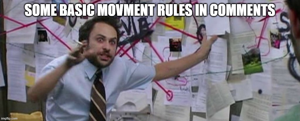 crazy conspiracy theory map guy | SOME BASIC MOVMENT RULES IN COMMENTS | image tagged in crazy conspiracy theory map guy | made w/ Imgflip meme maker