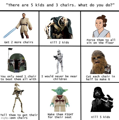 Wise, this is. | image tagged in there are 5 kids 3 three chairs,star wars,sci-fi | made w/ Imgflip meme maker