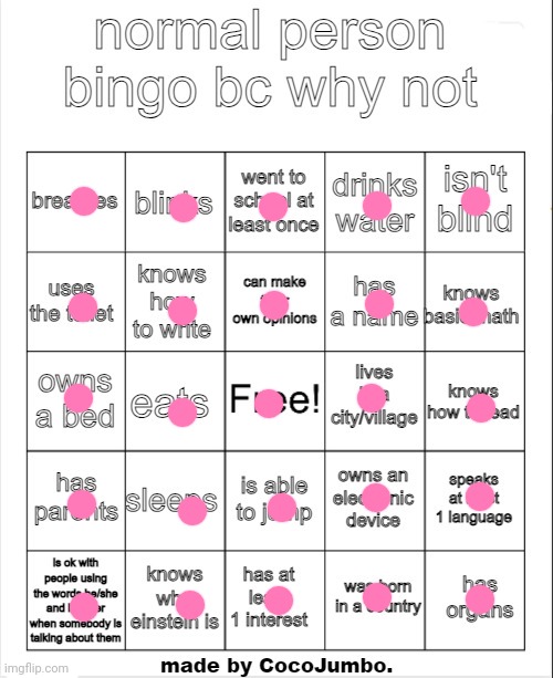 Way too ez | image tagged in normal person bingo hehehe | made w/ Imgflip meme maker