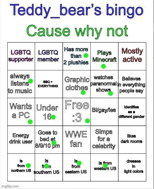 Ignore the bottom row | image tagged in teddy bear s bingo | made w/ Imgflip meme maker
