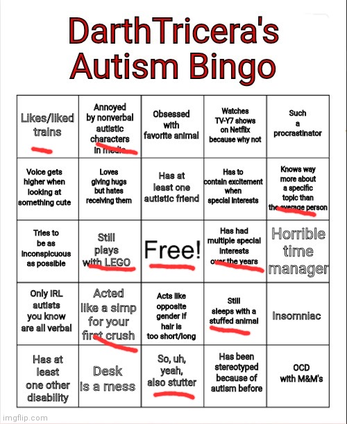 No lines :( | image tagged in darthtricera's autism bingo,memes | made w/ Imgflip meme maker