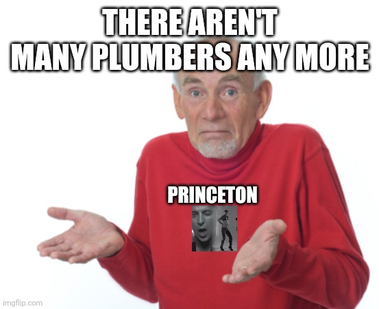 Guess I'll die  | THERE AREN'T MANY PLUMBERS ANY MORE PRINCETON | image tagged in guess i'll die | made w/ Imgflip meme maker
