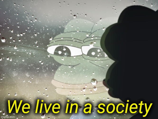 sad pepe | We live in a society | image tagged in sad pepe | made w/ Imgflip meme maker
