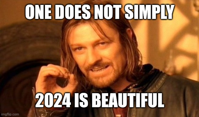 I found a beautiful year | ONE DOES NOT SIMPLY; 2024 IS BEAUTIFUL | image tagged in memes,one does not simply,funny | made w/ Imgflip meme maker